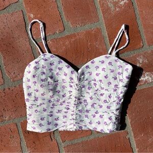 ZARA Floral Ruched Crop Top
